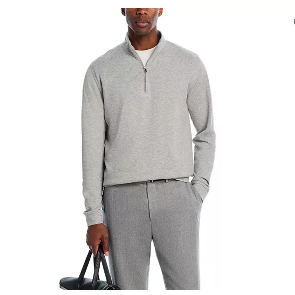 Peter Millar Mens‎ M/L Gray 100% Merino Wool Quarter Zip Pullover Sweater
